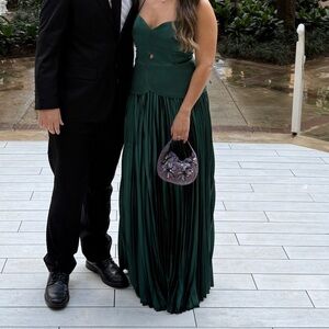 Elegant Green Pleated Gown